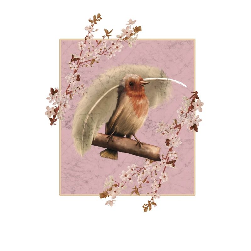 Oiseau de fleurs de cerisier du Japon