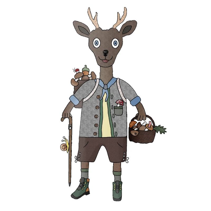 Forest magic with deer and mushroom