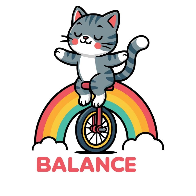 Équilibre du chat sur arc-en-ciel