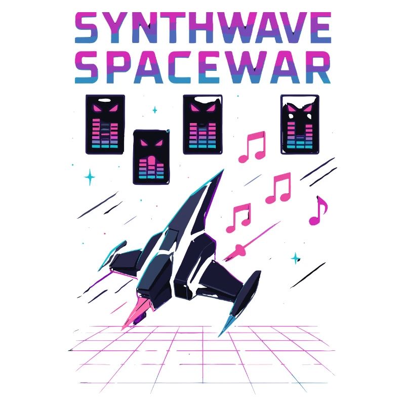 SYNTHWAVE SPACEWAR Retro Neon 80s Spaceship