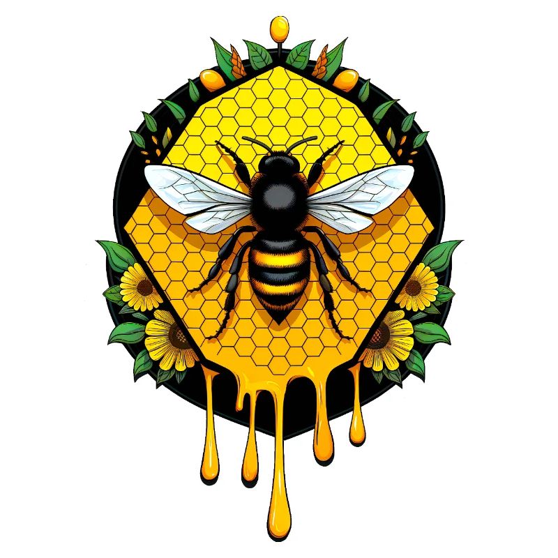 Bee on honeycomb