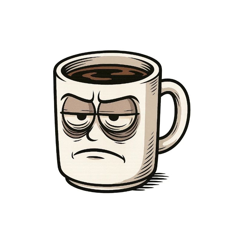 Kaffeetasse mit mürrischem Gesicht