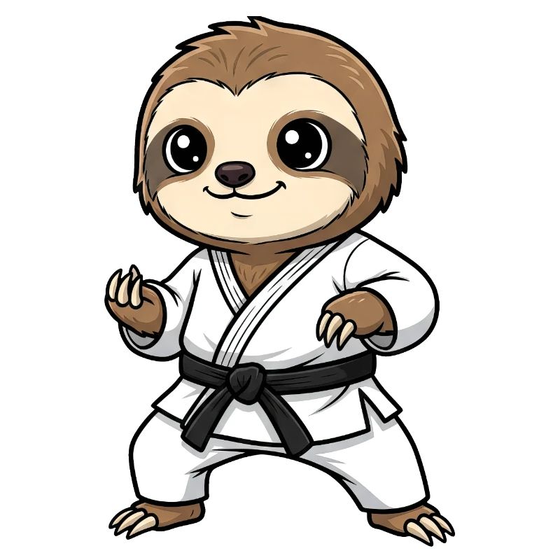 Cute Sloth Karate Fighter Comic Kids