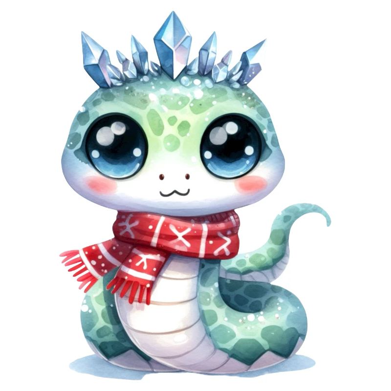 Serpent mignon avec Couronne de cristal de glace