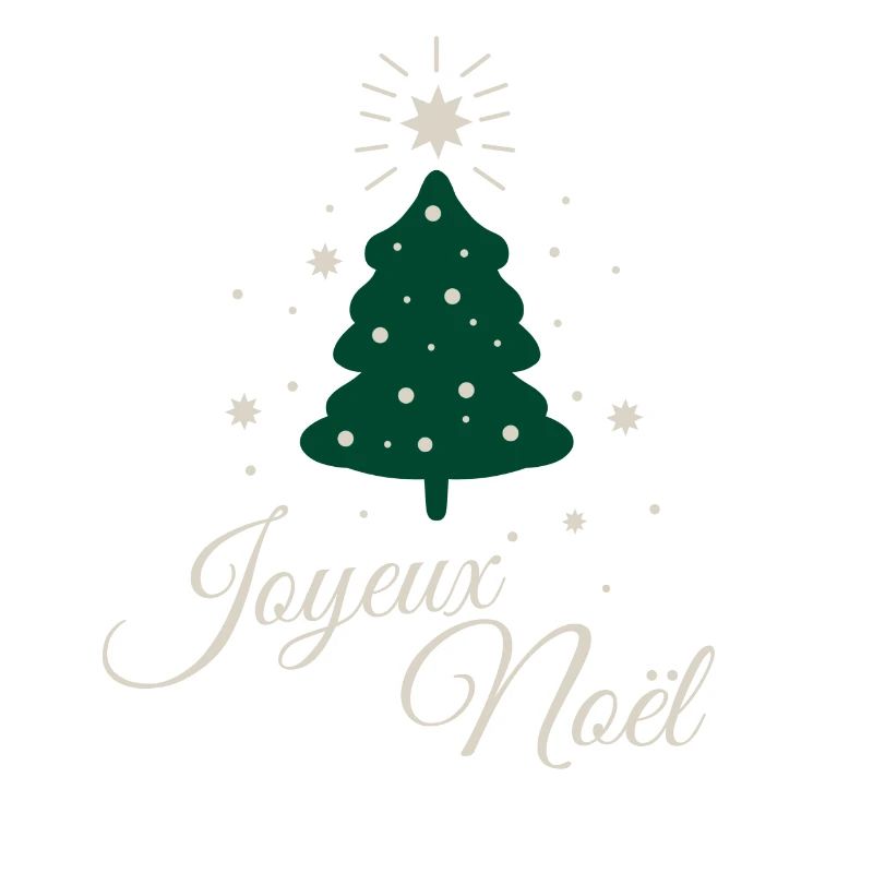 Minimalist fir tree with refined silver text