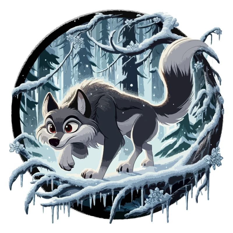 Wolf im eisigen Wald