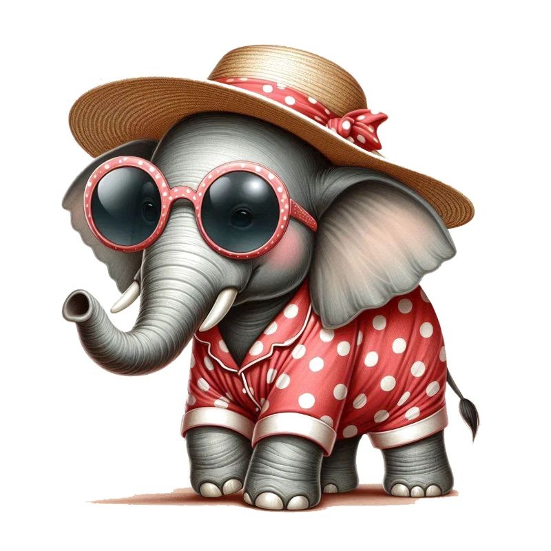 Éléphant en pyjama avec lunettes de soleil