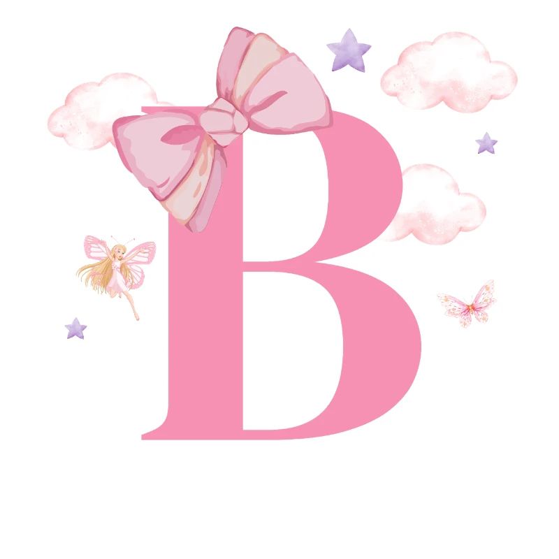 Letter b pink clouds