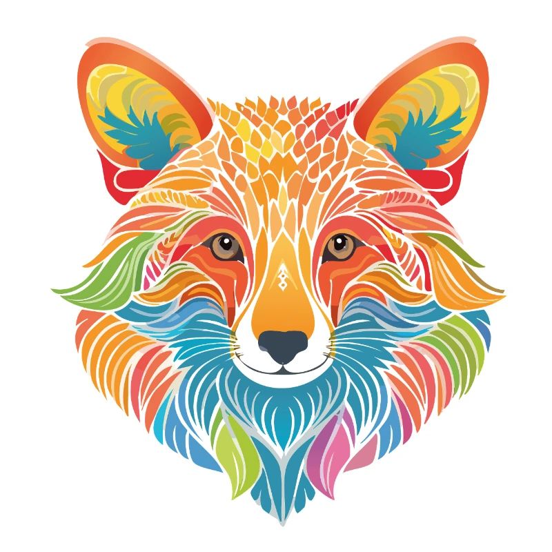 Colorful fox made of artistic pattern