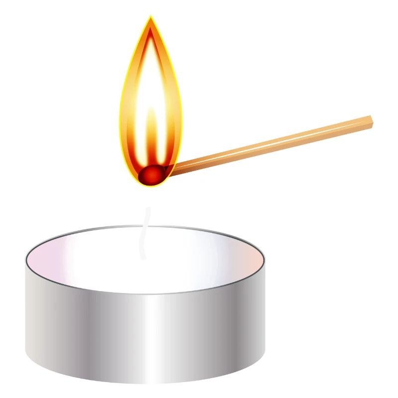 light a small tea light with match