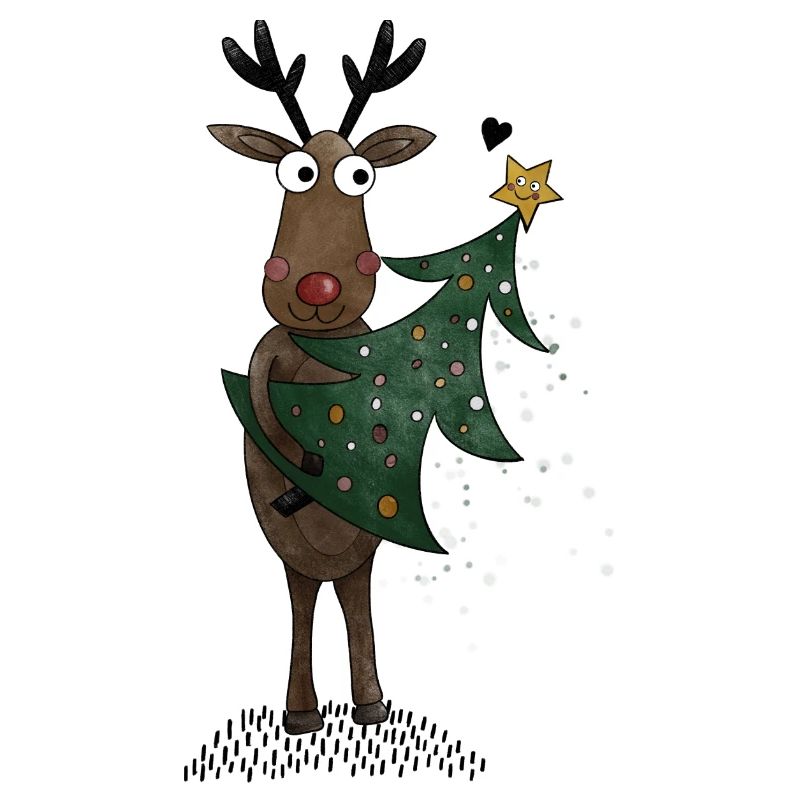 Reindeer with Christmas tree
