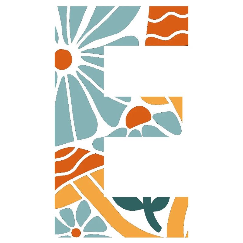 Buchstabe e Blumen groovy Geschenkidee