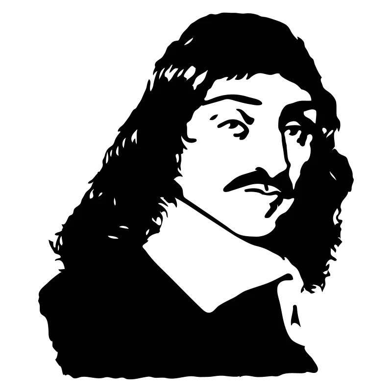 French philosopher Descartes bust drawing