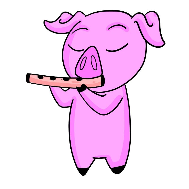 Le cochon joue de la flûte
