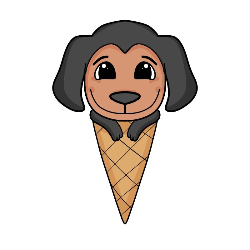 Coonhound mit Eiswaffel - Eis