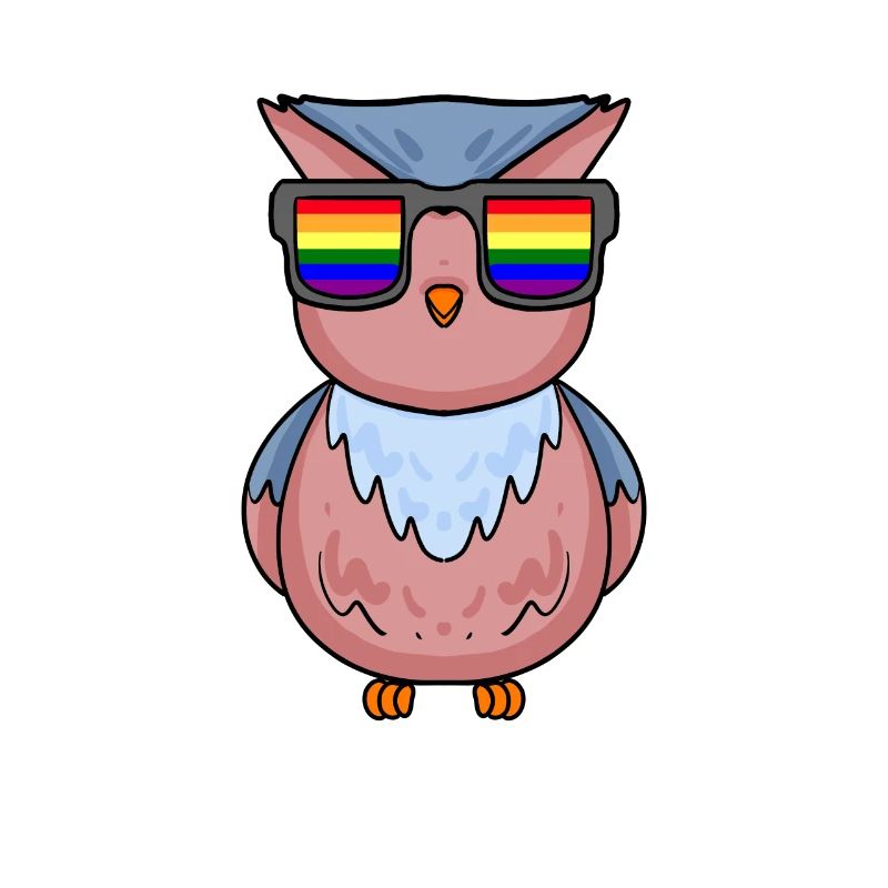 Regenbogen - Eule mit Brille
