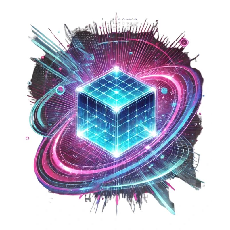 Futuristic Hologram Design – Glowing Cube