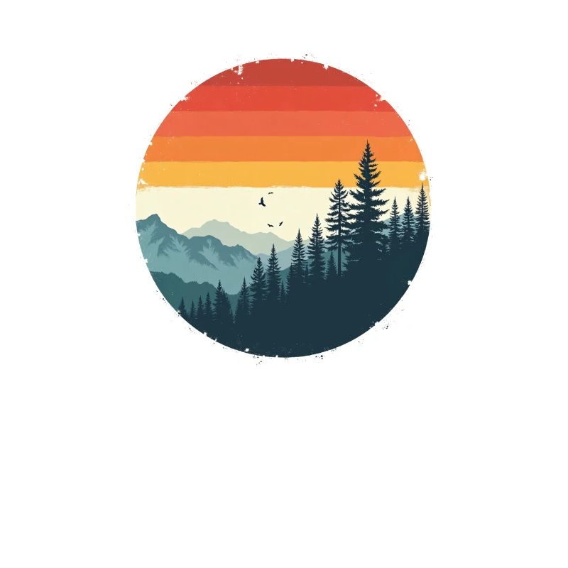 Retro Mountain Forest Horizon