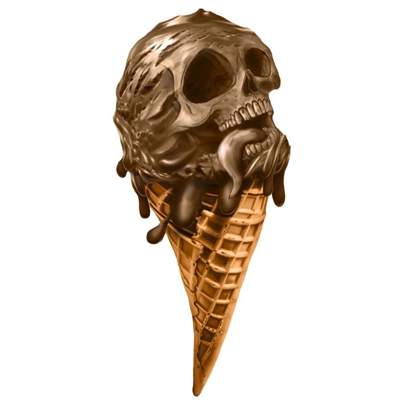 Glace molle avec crâne éthéré