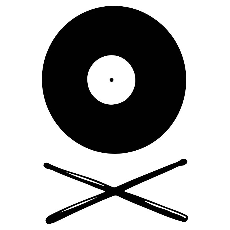Vinyl Schallplatte mit Drumsticks