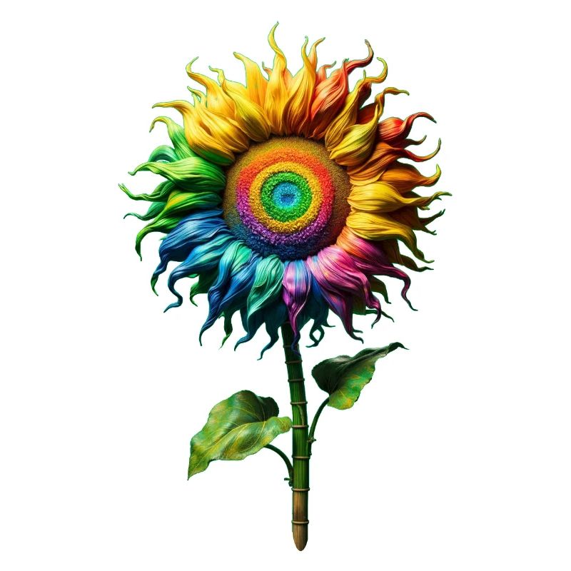 Rainbowcore Sunflower | Vincent van Gogh Style