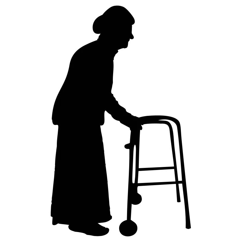 Grand-mère avec canne bâton de marche aller Bock