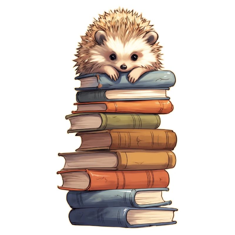 Hedgehog on stack of books