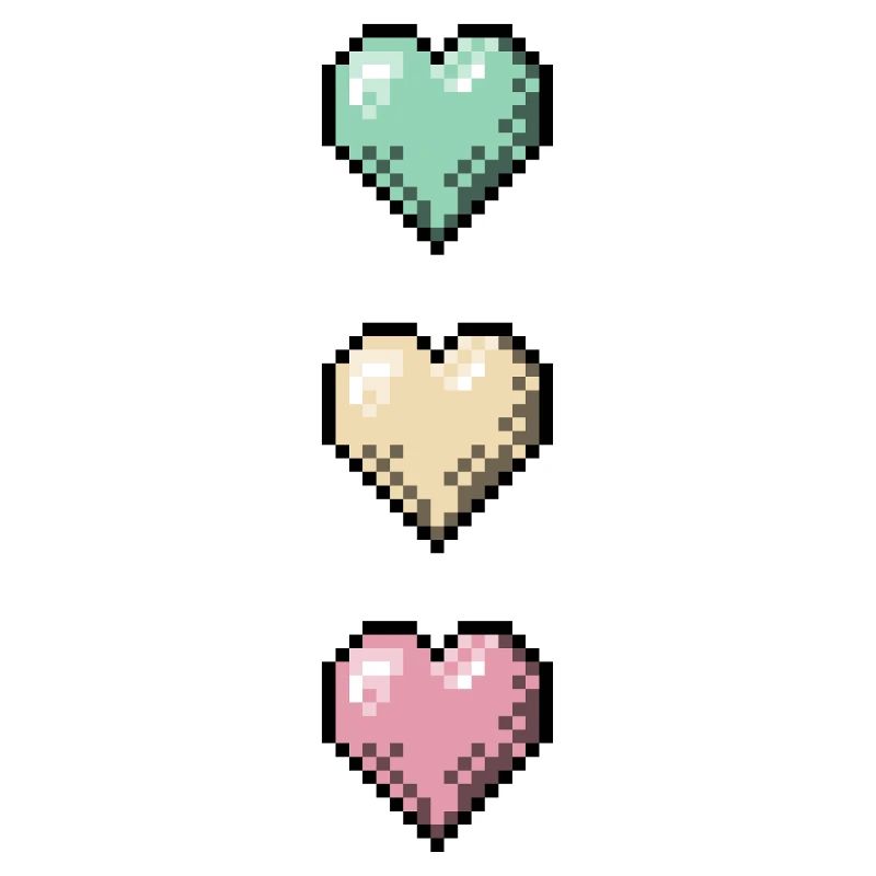 Retro Pixel Art Hearts Stack