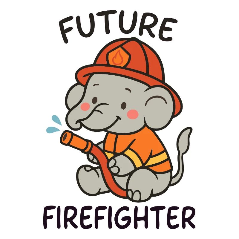 Cute Elephant Future Firefighter Kids fun