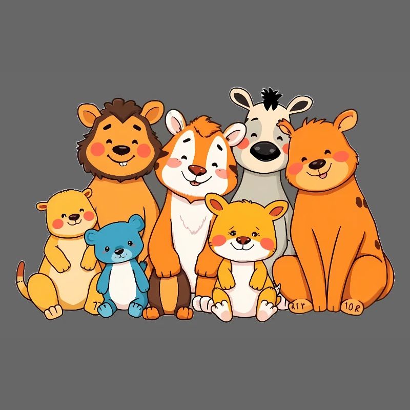 Verspielte Tierfamilie Comic Design