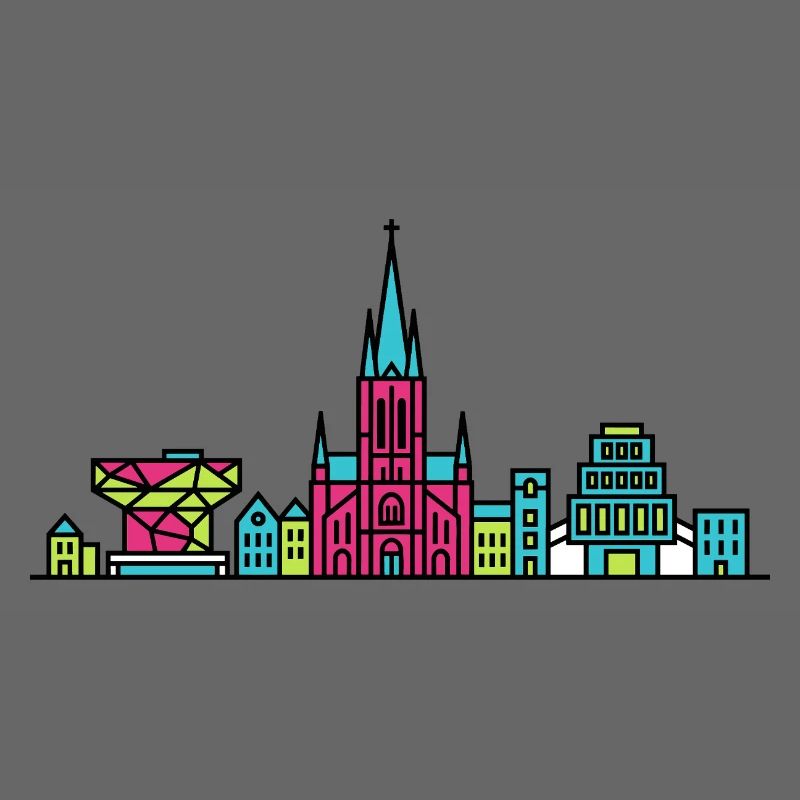 Antwerpener Stadtskyline-Kathedrale Moderne Linienkunst
