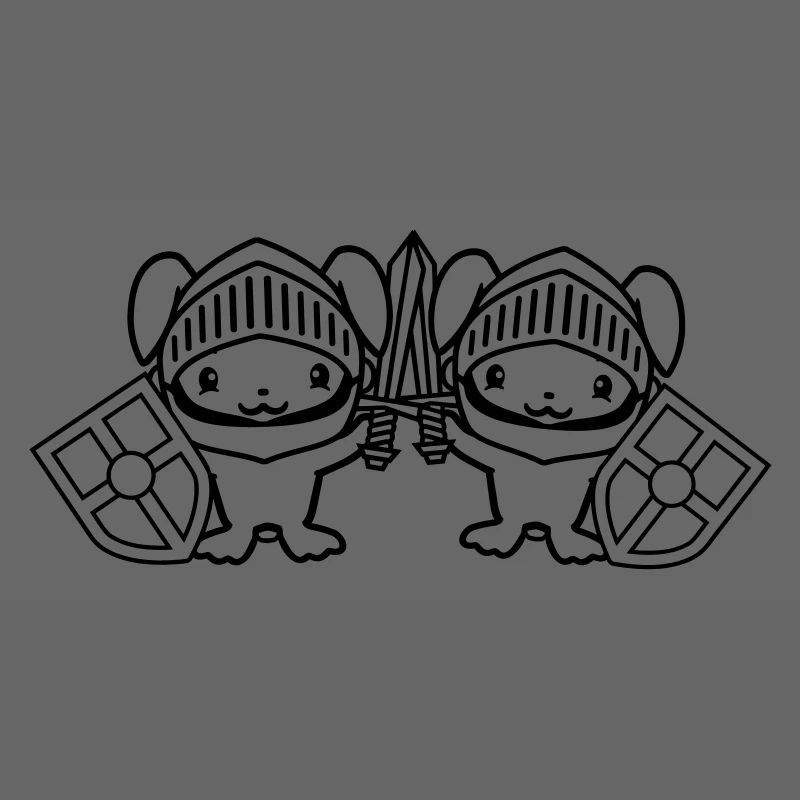 2 Bunnies Knight Sword Shield Armor Helmet Castle