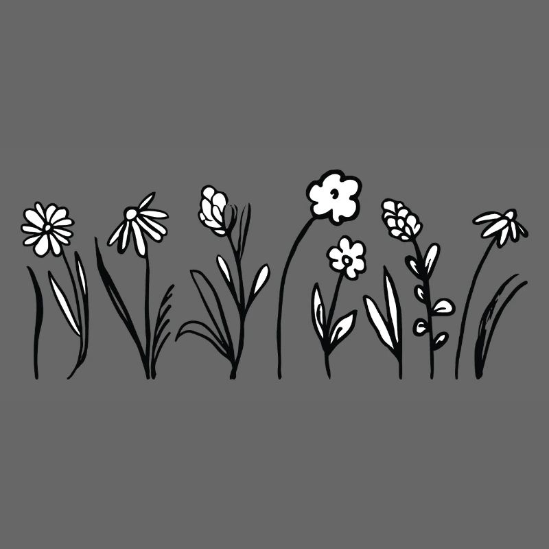 Handgezeichnete Blumen mit Blättern