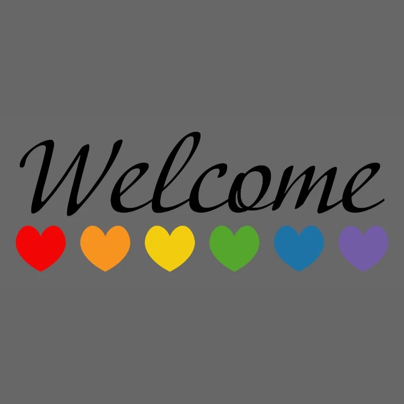 Regenbogenherzchen Welcome schwarz