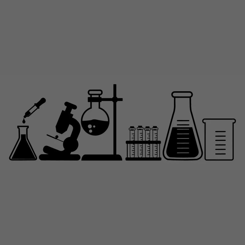 Laboratoire avec bocaux, microscope et tubes
