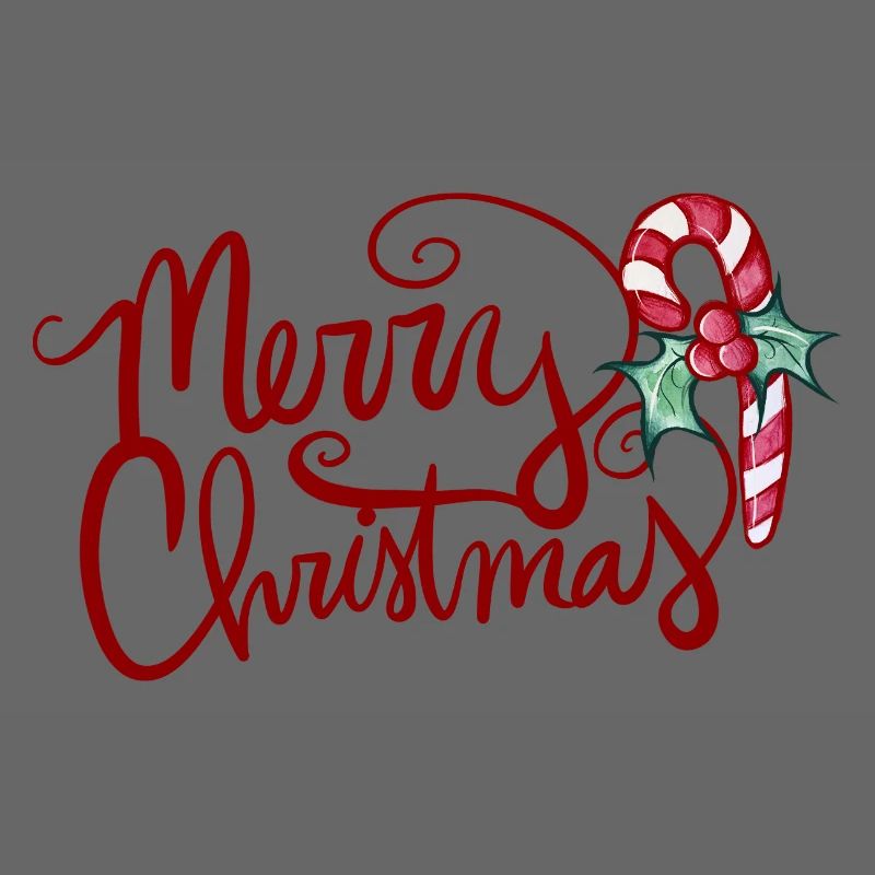 Merry Christmas Script with Candy Cane