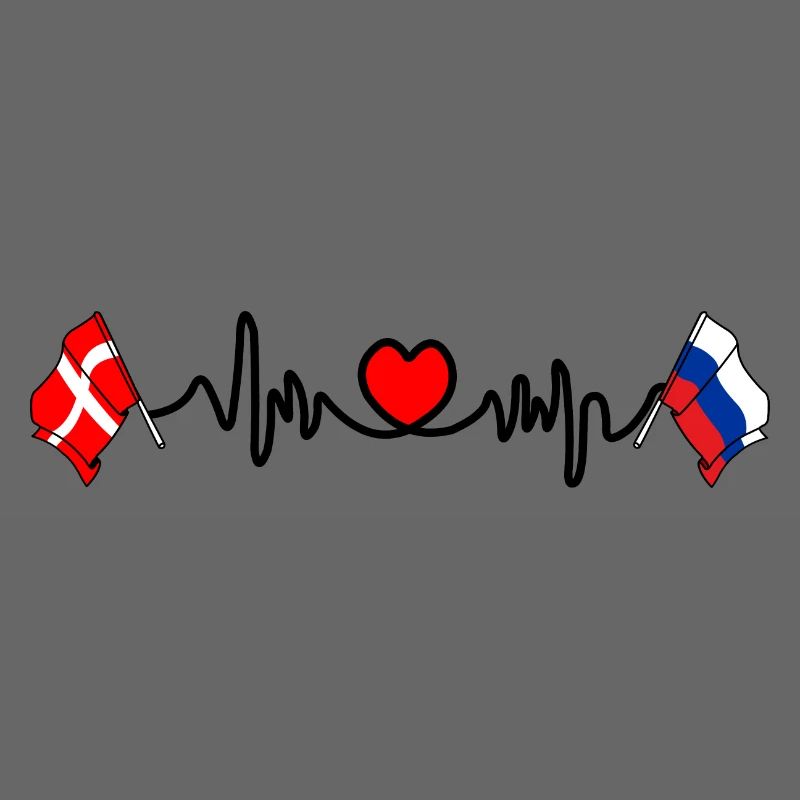 Cardio cardiaque Drapeau Danemark, drapeau Russie