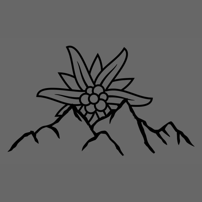 Logo fleur de montagne soleil