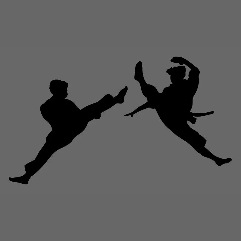Zwei fliegende Karate-Kick oder Teakwondo-Kick
