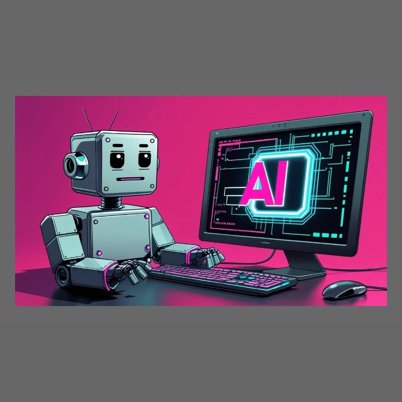 Futuristischer KI-Roboter und Tech-Bildschirm