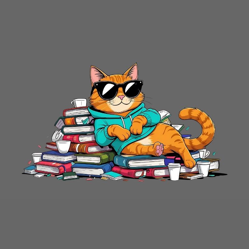 Chat rat de bibliothèque décontracté avec des lunettes de soleil