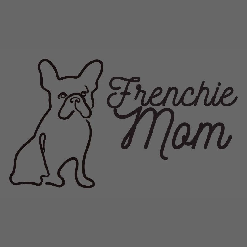 Frenchie Mom Silhouette Script Lineart