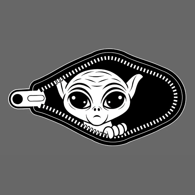 Alien jette un coup d’œil par la fermeture éclair