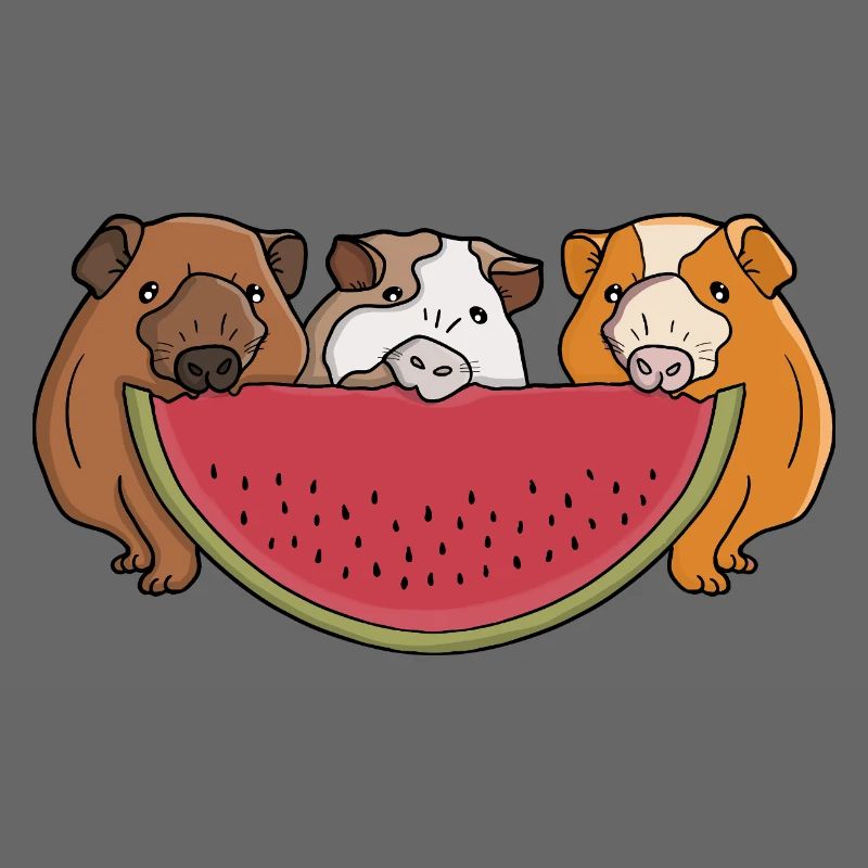 Illustration de cochons d'Inde ludiques et de pastèques