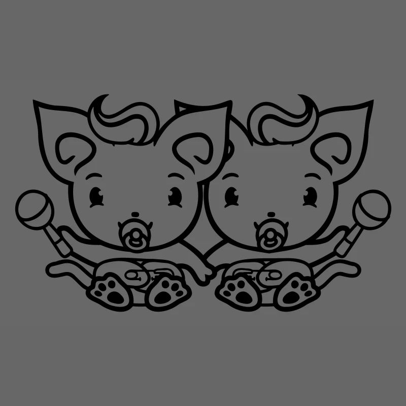 2 pacifiers cats Two baby siblings twins