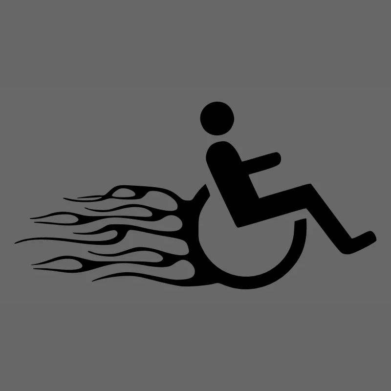 Rollstuhlfahrer mit Flammen #