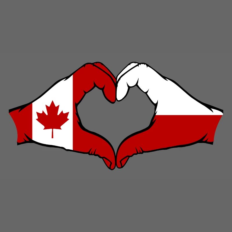 Drapeau du Canada de la Pologne en forme de coeur