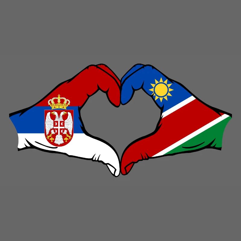 Serbien Namibia Flagge Herz