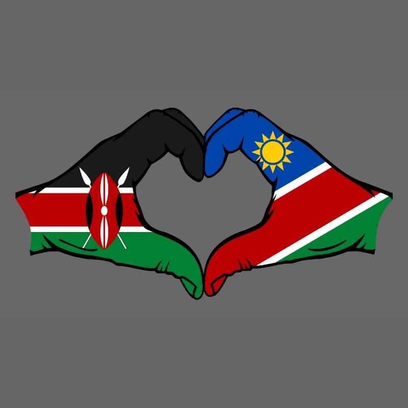 Kenya Namibia Flag Hands Heart Shape