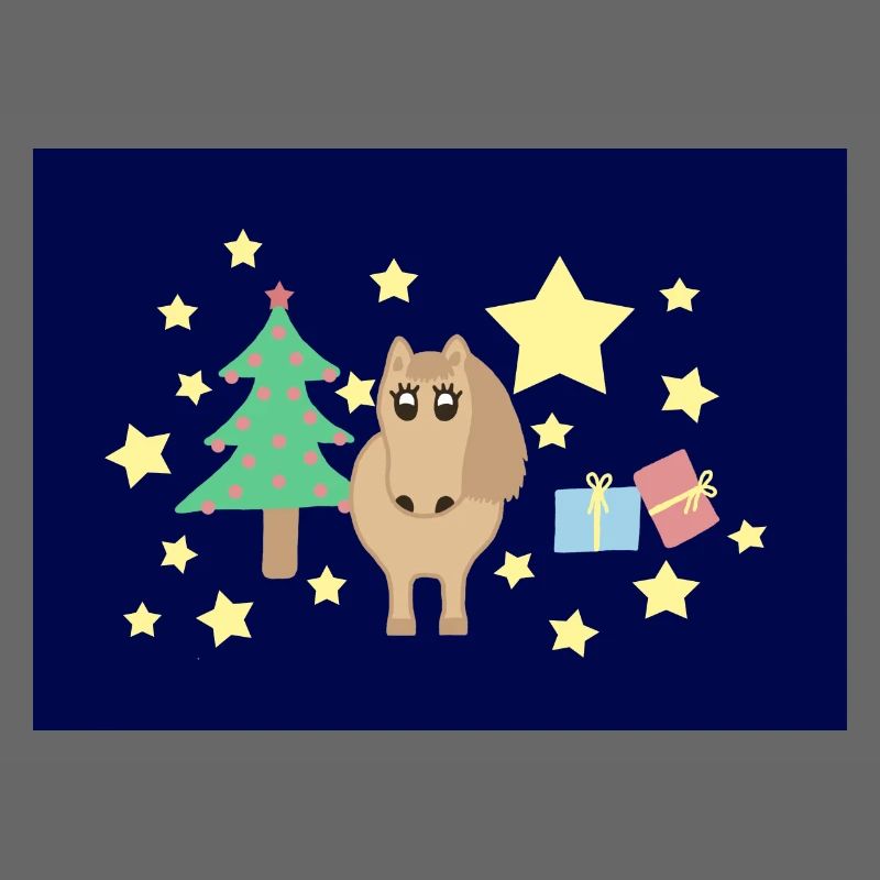 Cheval poney noël bleu